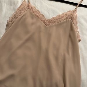 Babaton satin and lace tank camisole baby pink top Aritzia size M Medium